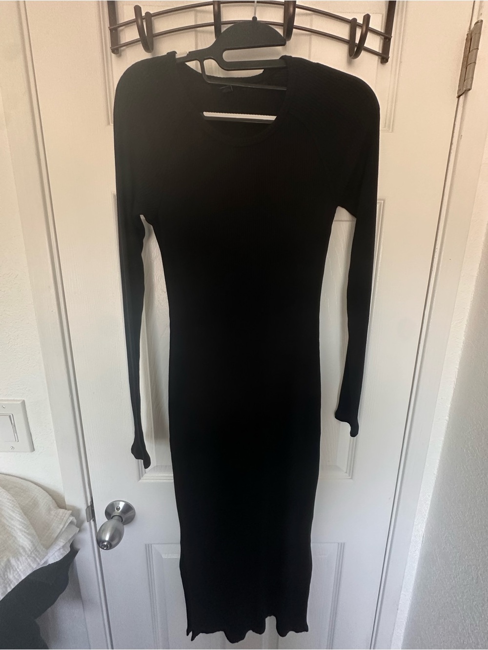 Beyond Yoga Ribbed Knit Dress Small Black Like New Ling Sleeve